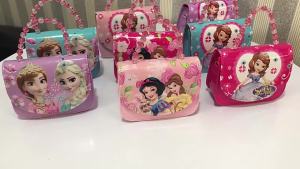 Princess frozen Sofia pearl handle PU Cute fashion Leather Shoulder Bag Messenger children travel handbag For KId Girl