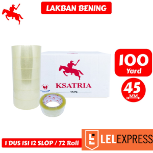 [TERLARIS] KSATRIA Tape Lakban Bening 45MM*100 Yard - Dus