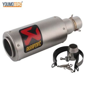 2 Inches/ 51mm Motorcycle Exhaust Muffler Pipe Akrapovic Canister Tail pipe Stainless Steel Universal For Honda Yamaha LC135 Mio Soul MIO SPORTY Suzuki RAIDE 150FI Kawasaki ninja 250 z300 Honda SONIC 150 Click 150 v1 v2 etc