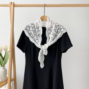 GENENIC Trắng Khăn choàng ren Áo choàng Cổ áo giả Khăn quàng hông Retro Bọc Khăn quàng cổ ren hình tam giác Phụ nữ