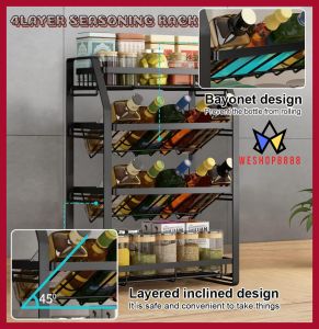 WESHOP8888 Spice Rack Organizer for Cabinet Bathroom Organizer Countertop Bathroom Counter Organizer Kitchen Countertop Organizer (4 Tier-Black)