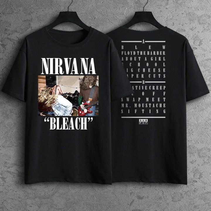 2023 Metal Rock Band Shirt Custom Print wear Nirvana Bleach In Colour 02  White Tshirt Design