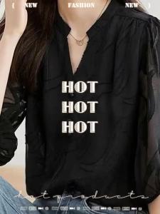 2024 Black Lace Trim Chiffon Shirt Womens Summer Fashion Loose Belly Covering Top Thin Short Sleeve Splicing Design Korean Style