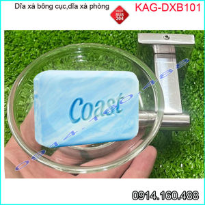Kệ xà bông tắm KAG-DXB101 gồm dĩa thủy tinh đĩa đựng inox 304 sáng bóng đế vuông cao cấp siêu bền bảo hành vĩnh viễn