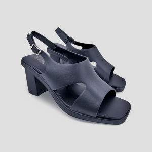 ST.JAMES รองเท้าหนัง PU/รองเท้าแตะรัดส้น ส้น 8 CM. รุ่น CHILE สี BLACK l รองเท้าแตะ ผู้หญิง