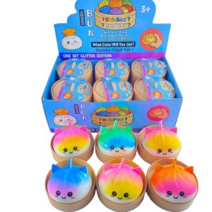 J9YXDU Rainbow Dumpling Squishy Toys Simulation Food with Steamer Sensory Fidget Ball Creative Cute Soft Squishy Dumpling Kids Adults