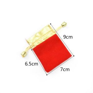 Combo 5 Túi Quà Tặng Túi Dây Rút Bằng Vải Nhung Không Dệt Màu Đỏ Tinh Tế
