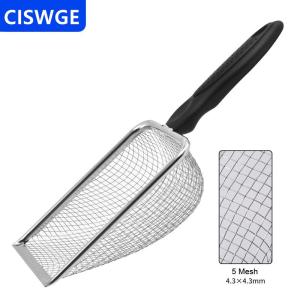 [COD] CISWGE AUTOPARTS Vật nuôi làm sạch công cụ thép không gỉ Phân xẻng Net mèo xả rác xẻng loài bò sát thằn lằn cát xẻng lưới màn hình phân muỗng