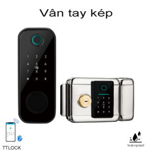 khóa cổng vân tay 2 mặt ngoài trời chống thấm nước