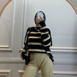 MAUDY SWEATER RAJUT WANITA GARIS GARIS TOPS OVERSIZE