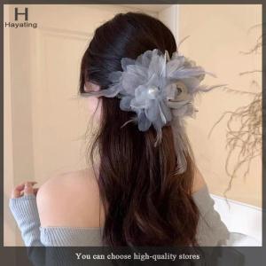 Hayating French Feather Flower Clip Women Sweet Shark Clip Hair Accessories