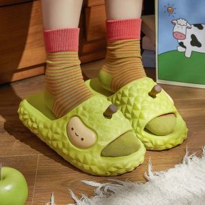 WEHUAN 1 Pair Anti-slip Durian Pattern Platform Slides Soft Creative Fruit-Shaped High-end Household Shoes Comfortable Resilience EVA Slippers Women
