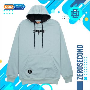 Zero.Second Sweater Hoodie Pria Autentic Logo Full warna Hijau Botol Catton Flecee Gramasi 280S Permium Tebal Free STIKER