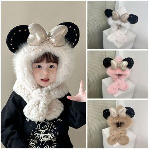 MYCOLOR หมวกกันหนาว สวย หมวกไหมพรม โบว์น๊อต ชุดผ้าพันคอหมวกตุ๊กตาเด็ก น่ารักน่ารักๆ หวานหวานแหววว หมวกป้องกันหู แฟชั่นสำหรับผู้หญิง กันลม ผ้าพันคอคลุมด้วยผ้าหนา สาวๆ