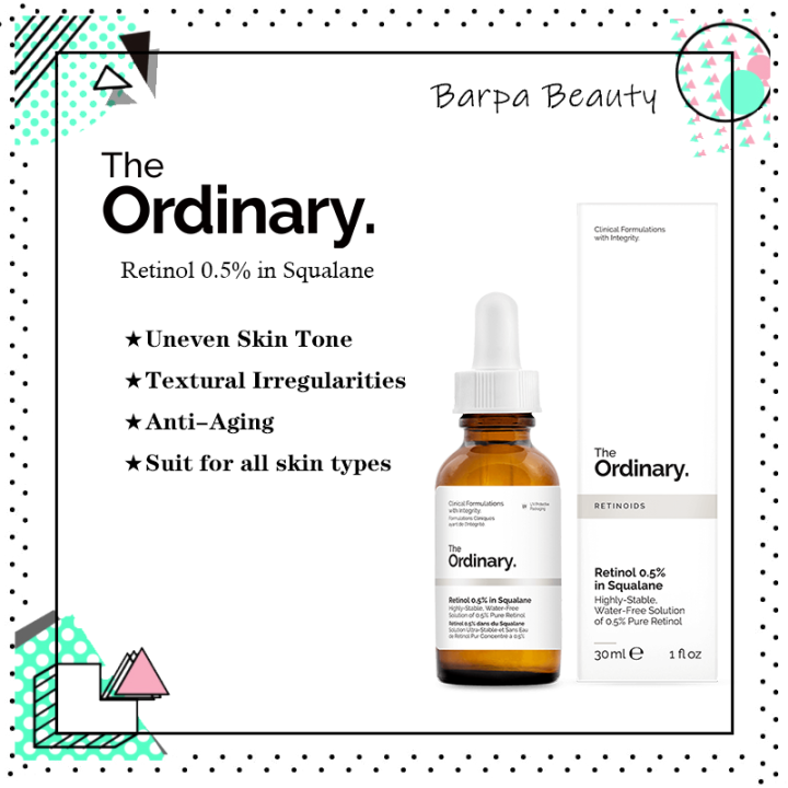 [100% Authentic] The Ordinary Retinol 0.5% In Squalane Retinol Serum Anti-Aging Essence Reduces Wrinkles Skin Care  - 30ml.【Ready stock】