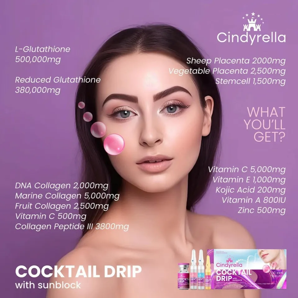 Cindyrella Glutathione Ampoule with Sunblock & Ceramide – 6-Pack Brightening Skincare Solution