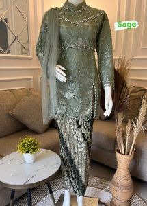 FREE HIJAB Kebaya tunik Selendang Bahu bahan tille mutiara berpayet