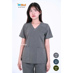 Bộ quần áo y tế/ Bộ scrub Nam/ NỮ MÀU XÁM CHÌ- chất cotton cao cấp mềm mại thấm hút mồ hôi
