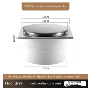 304 Stainless Steel Cleaning Port Engineering Drainage Pipe Unclogging Device DN50/110/140 Inspection Port Floor Drain
