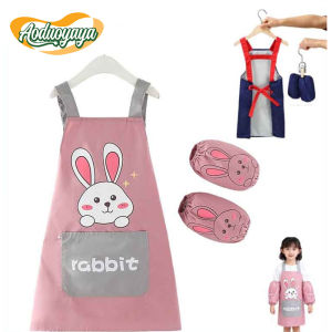 Aoduoyaya Baby Girls Boys Waterproof Painting Apron Cartoon Animal Waterproof Art Painting Aprons Children Cook Bib