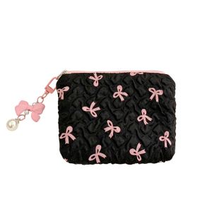 FAIRY Bow Pendant Bow Cosmetic Bag Korean Style Zipper Balletcore Makeup Bag Fashion Lager Capacity Coin Purse Girls