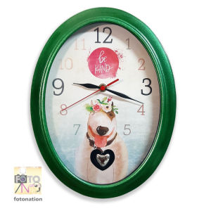 Pendulum Wall Clock with message BE KIND with dog bull terrier image. Perfect gift idea for dog bull terrier lovers. With heart pendulum