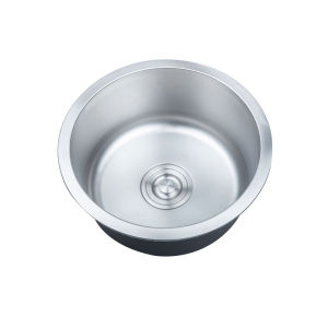 ZOOKV SMALL SIZE STAINLESS STEEL BALCONY KITCHEN HIDDEN SINGLE  BOWL BAR ROUND SINK TOP MOUNT UNDER COUNTERTOP WITH FAUCET TAP