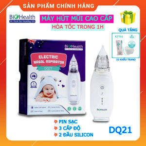 (HỎATỐC-1H) Máy hút mũi BIOHEALTH DQ21 mẫu mới 2022 dùng pin sạc - Cho người lớn và trẻ em - Hút dịch mũi gỉ mũi cao cấp - Chính hãng - Bảo hành 12 tháng