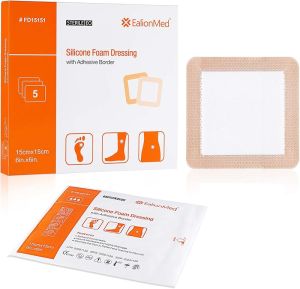 EalionMed Silicone Foam Dressing with Gentle Adhesive Border 4x4 10 Pack Painless Removal High Absorbency Bed Sore Wound Bandage for Pressure Sore Leg Ulcer Diabetic Ulcer