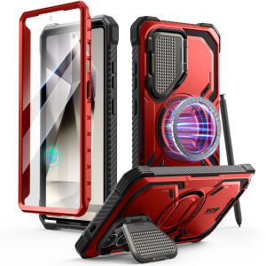 i-Blason Armorbox for Samsung Galaxy S25 Ultra Case with Camera Cover Stand Wireless Charging Compatible Full Body Rugged Protective Case with Built in Screen Protector Kickstand