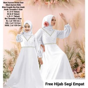 COUPLE IBU DAN ANAK PEREMPUAN KEKINIAN/MAXI AURORA DRESS 2 UKURAN/MAXI AURORA KIDS 3 UKURAN /PAKAIAN MUSLIM BISA COUPLE IBU DAN ANAK MAXI/GAMIS COUPLE IBU DAN ANAK CEWEK