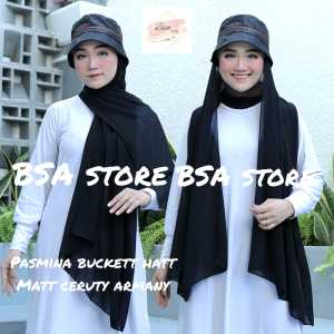 PASMINA BUCKET HAT MOTIF POLKADOT CATUR / HIJAB PASMINA TOPI TERBARU / PASMINA BUCKET