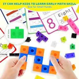 2cm Math Snap Linking Cubes with 18 Activity Cards for Kindergarten Counting & Number Learning Toys