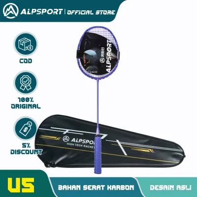 ALPSPORT V5 Raket Bulutangkis 5U 75G Raket Ultraringan Profesional Tipe Serangan Karbon Penuh ALP