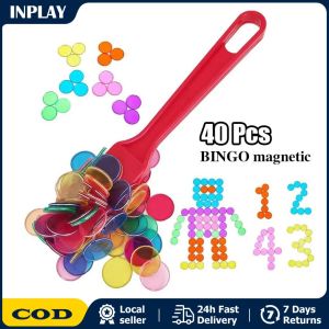 100PCS Counting Chips Coin Toy Baby with Magnetic Stick Bingo Chips Set Counters Mix Color Chips Game Tokens Learning Teaching Magnetic Rod Metal-Ring Bingo Chips Kids Science Experiment Educational Toys