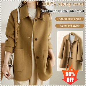 Coat Petite Tweed Coat Anti-static and Anti-deformation Cashmere Colorless Good Warmth Lint-free