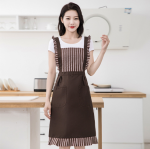 Apron Fashion Striped Lace Cotton Womens Cover-up Anti-fouling Household Apron Work Apron