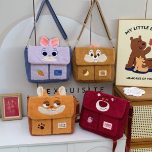 YIXINA Judy Túi đeo vai chip n Dale Nick Lotso Túi đeo chéo vải nhung lông Đơn giản Gấu dâu tây Túi đưa thư hoạt hình Phụ nữ