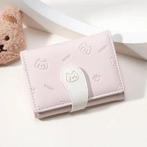 【COD&Fast Delivery】PU Kitten Printed Wallet Fashion Girl ID Bag Women Money Bags Card Holder Short Cute Small Purse
