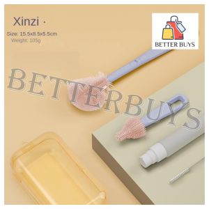 BETTER BUYS 5pcs Portable Bottle Brush Set Baby Silicone Portable Bottle Brush Set Baby Bottle Cleaning