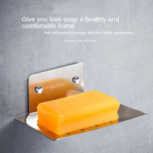 304 Stainless SteelMaterial Multifunctional Soap RackHollow Design Drains Water QuicklyHook DesignNot RustyWith Nail-Free GlueNo Drilling Required