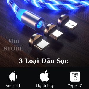 Cáp Sạc Nam Châm Dây Đèn Led Phát Sáng Siêu Đẹp Táo | Android | Type - C 1 Mét - Min STORE