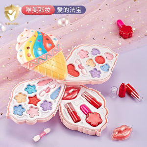 Oldlaiben Kids Makeup Set Pretend Play Unicorn Cosmetics Lipstick Nail Polish Hair Clip Girl Gift Box Mainan