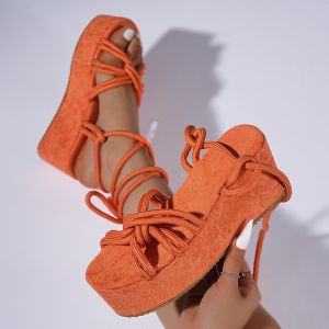 [Free Shipping] Plus-Size WomenS Sandals 2026 Spring/Summer Collection Featuring A Trendy Strap Design Thick Soles Braided Detailing And An Open-Toe Style Resembling Roman-Style Sandals