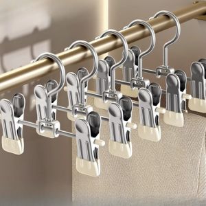 คลิปหนีบผ้า สเตนเลส พร้อมตะขอ สําหรับแขวนผ้าขนหนู ผ้าพันคอ