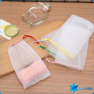 LoviRa 10Pcs Handmade Bath Soap Bubble Mesh Bags / Exfoliating Cleaning Facial Soap Net (Random Color)