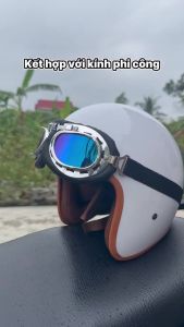 Mũ bảo hiểm 3/4 đầu Helmets thời trang an toàn kèm kính Phi Công UV nhiều màu cá tính Freesize (55-58cm) DANSHOP Mũ Bảo Hiểm Thời Trang - An Toàn - Giá Rẻ - Chất Lượng