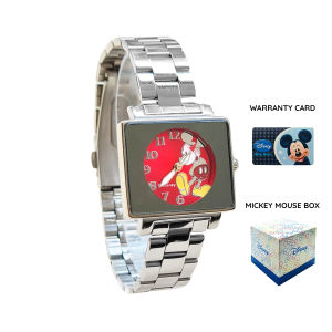 Disney Mickey Mouse Analog Quartz Japan Movement with Stainless Steel Watch Band MSFR683-01A Red