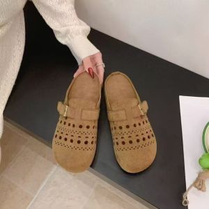 [Free Shipping] Latex Insole Hollowed-Out Design Thick-Soled Closed-Toe Half-Slipper Style WomenS Summer 2026 New Collection Retro And Breathable Slippers