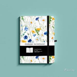 FCB6 Floral Bullet Dotted Journal 160gsm Ultra Thick Elastic Band Back Pocket Hardcover Bujo Dot Grid Notebook